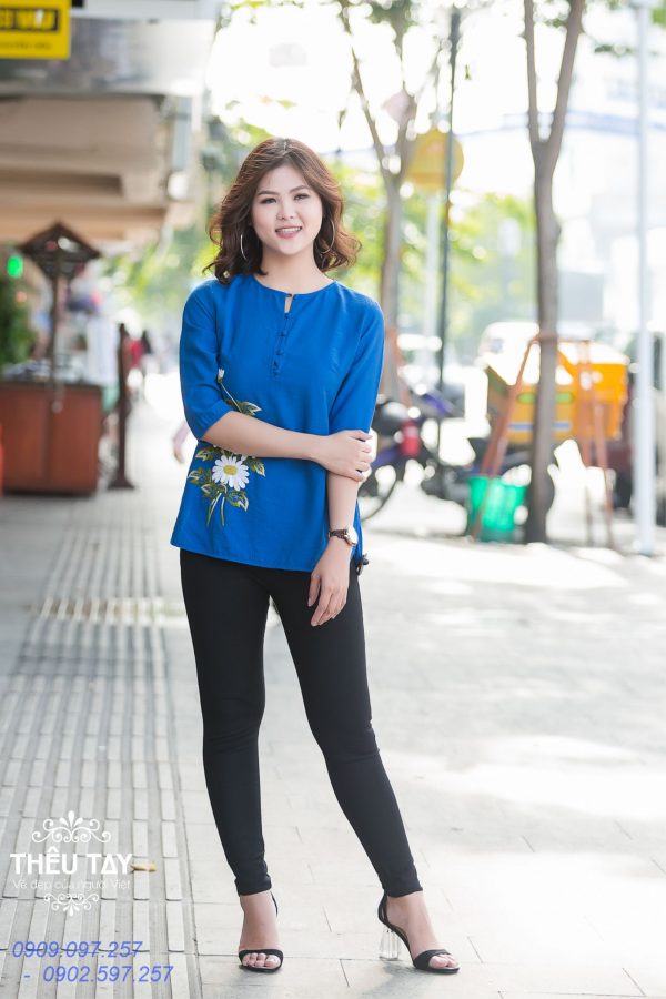 ÁO KIỂU THÊU TAY CÚC BỤI
