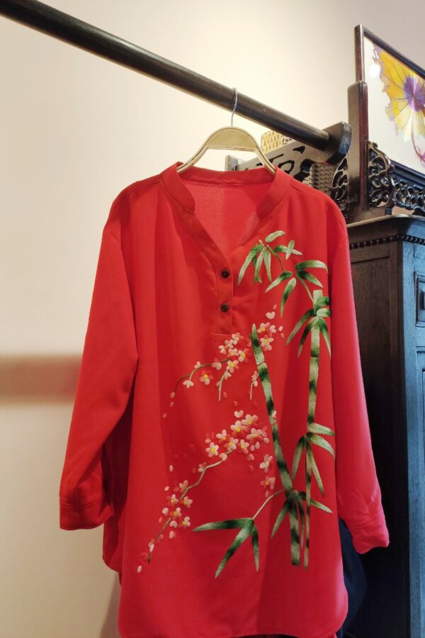 Linen thun co giãn không nhăn, họa tiết thêu tay thủ công