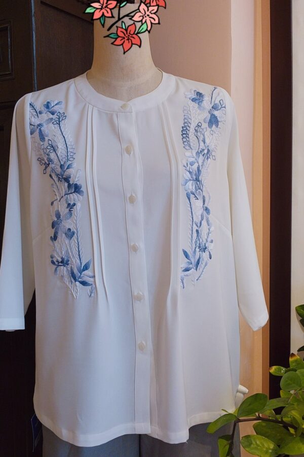 Linen thun co giãn , không nhăn , họa tiết thêu tay thủ công